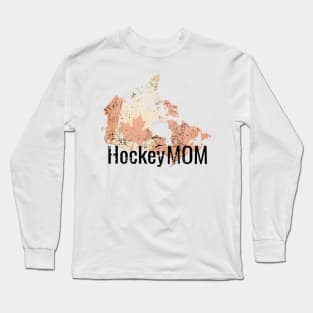 Hockey Mom with Canada flag in Sepia Long Sleeve T-Shirt